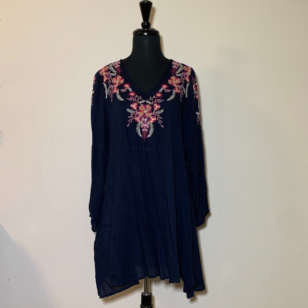 World Market Floral Embroidered Dress